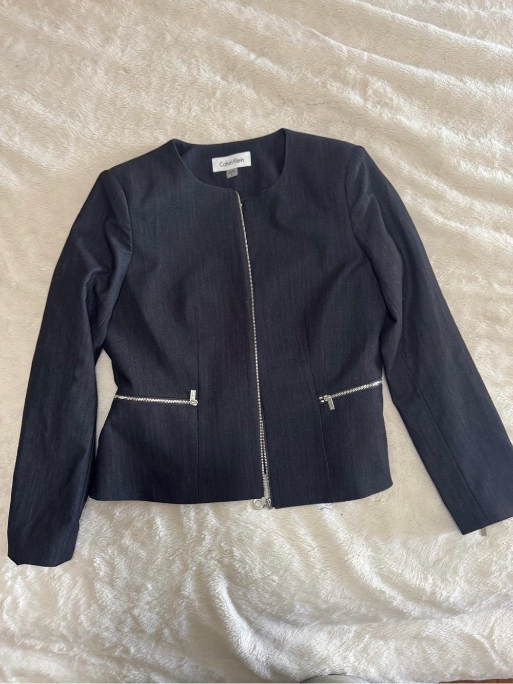 Calvin Klein Women's Blue Zip-Front Jacket